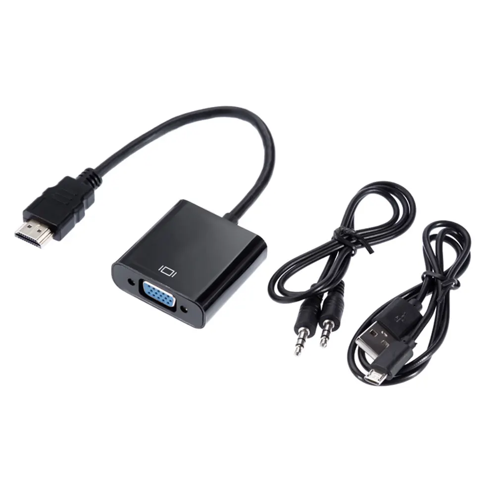 HDMI-VGA кабель HDMI папа-известный конвертер 1080P VGA 3 5 разъем AUX USB источник питания для