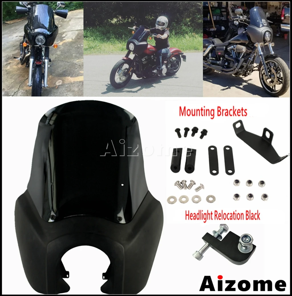 Motorcycle Fairings & Bodywork Black Headlight Extension Block For Dyna