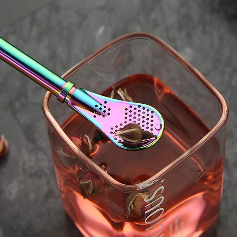Set of 2 Stainless Steel Yerba Mate Straws with Tea Infuser and Cleaning Brush