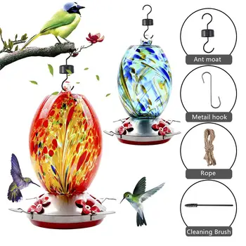 

2020 Bird Feeder Hanging Hummingbird Feeder Color Flower Glass Hummingbird Water Feeder Food Container For Garden Outdoors Patio