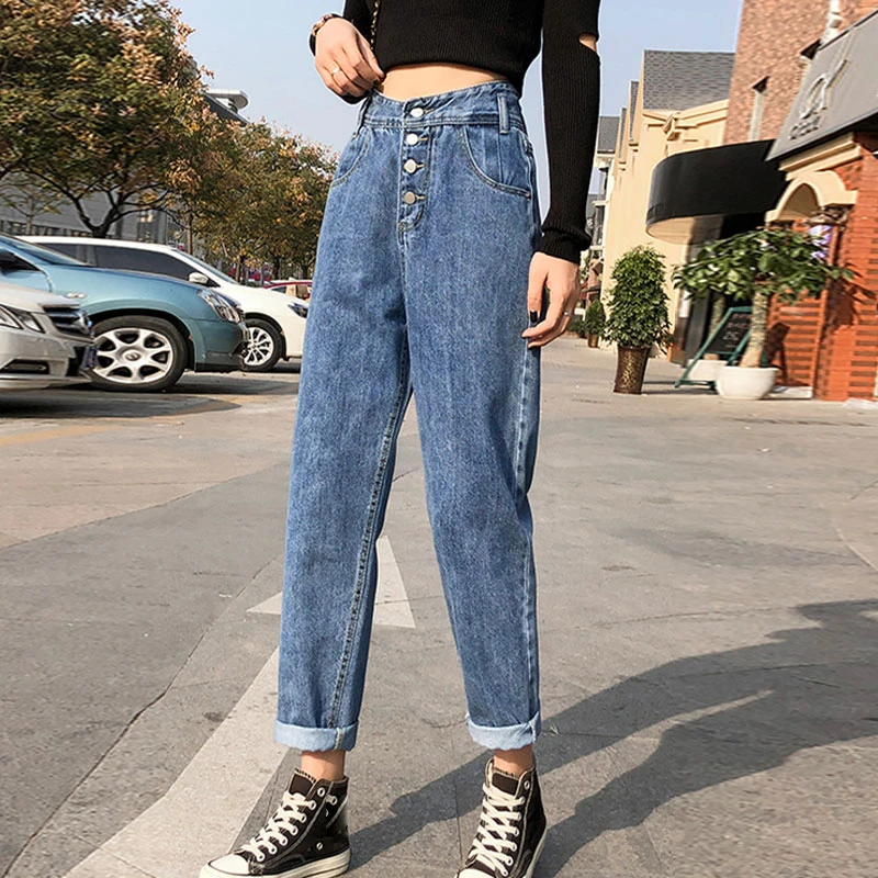 Alcalde un acreedor damnificados Pantalones vaqueros Vintage Boyfriend Harem para mujer, Jeans rectos de 9  puntos, ropa de calle femenina, pantalones vaqueros holgados de cintura  alta, verano 2021|Pantalones vaqueros| - AliExpress