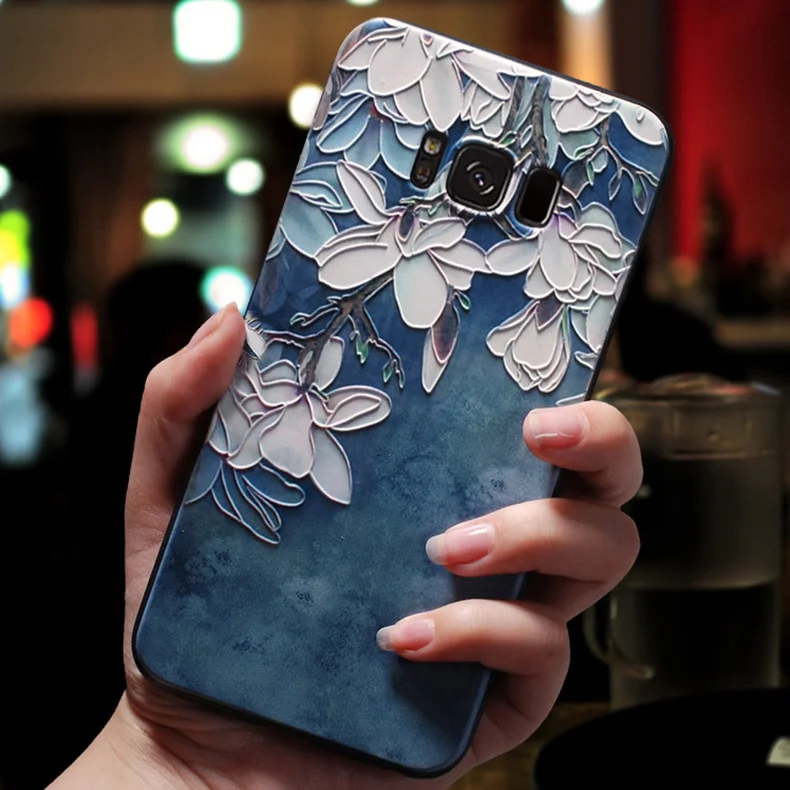 Floral Relief Soft Silicone Back Cover - Elegant Protective Phone Case