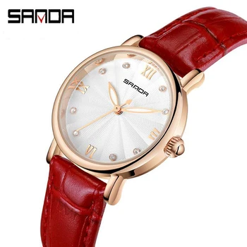 

SANDA Brand Ladies Watches Fashion Casual Quartz Women Watch Leather Strap Clock Luxury Dress Wristwatch Relogio Feminino