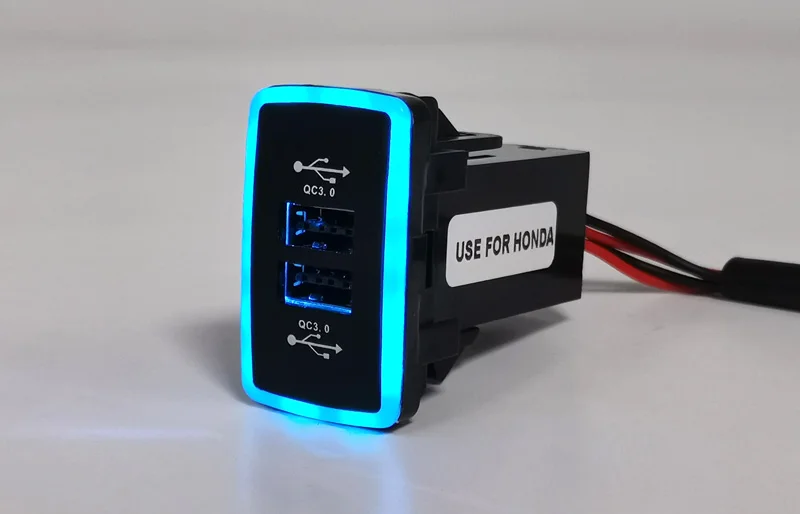 XCGaoon QC3.0 Quickcharge 2 USB Автомобильное зарядное устройство Телефон PDA адаптер DVR Plug& Play кабель с синими огнями для HONDA