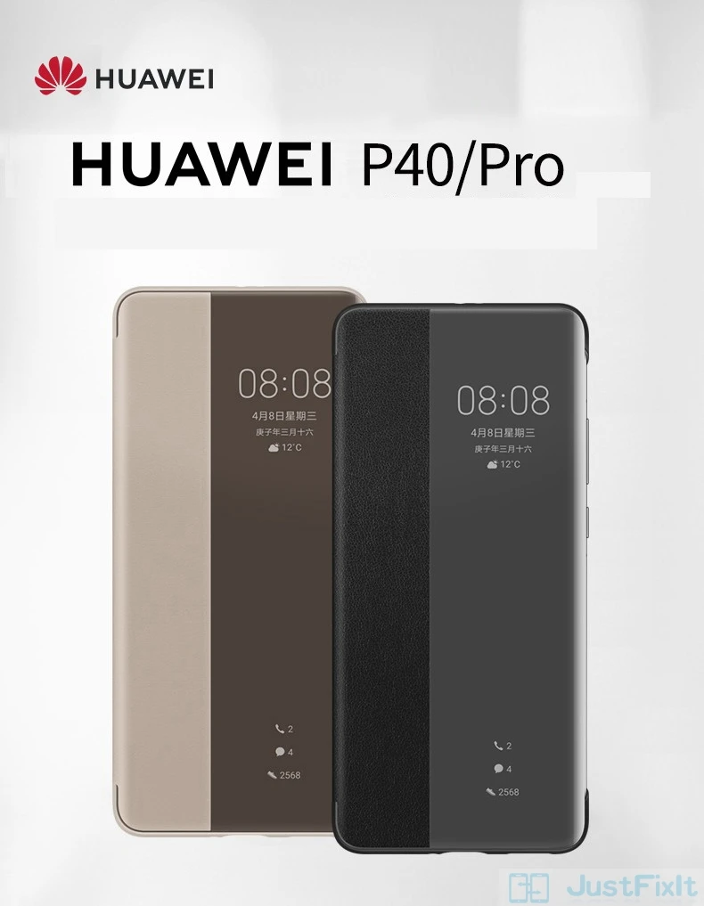 huawei waterproof phone case Năm 100% Chính Thức Huawei P40pro P30pro Ốp Lưng Flip View Thông Minh Dễ Thương Da Huawei P40 Pro P30 Pro Ốp Lưng Nắp Nguyên Bản huawei phone cover