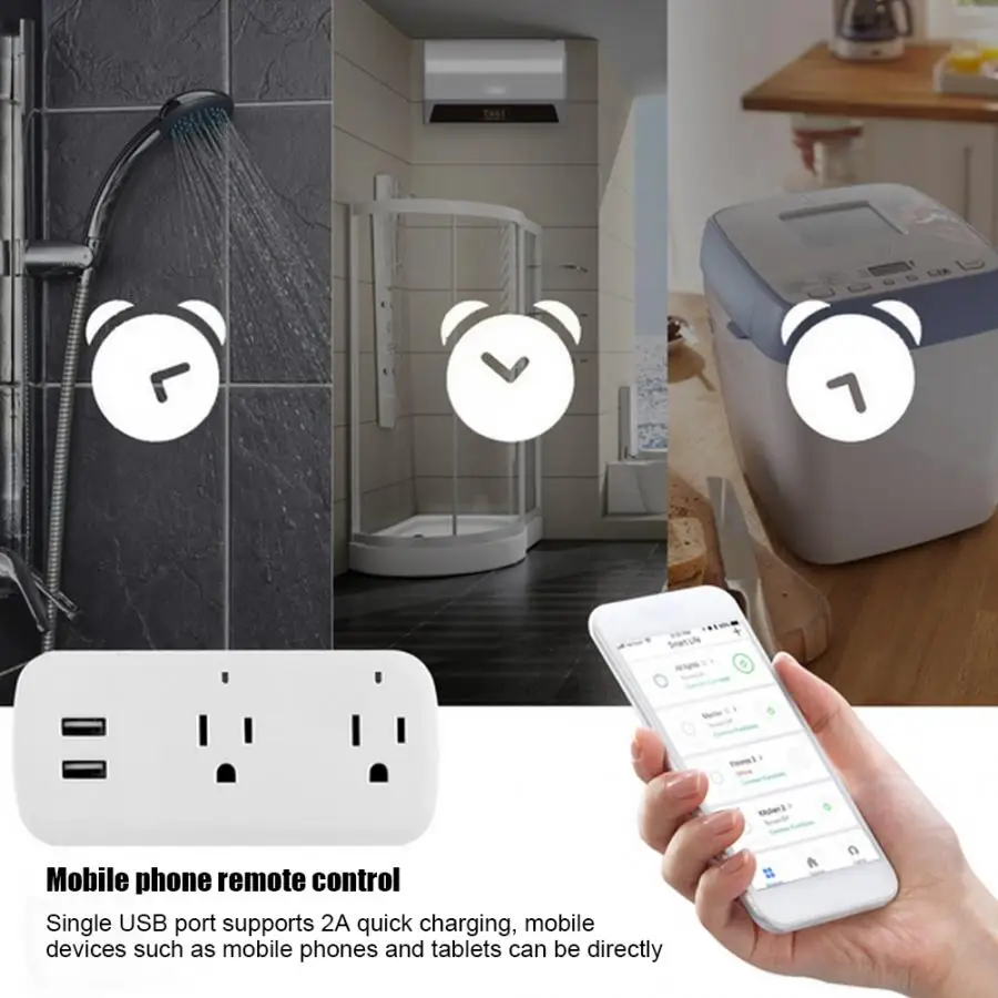 Розетка Wifi Smart power 2 USB удлинитель разъем US Plug 100-240V мобильный телефон приложение дистанционное управление
