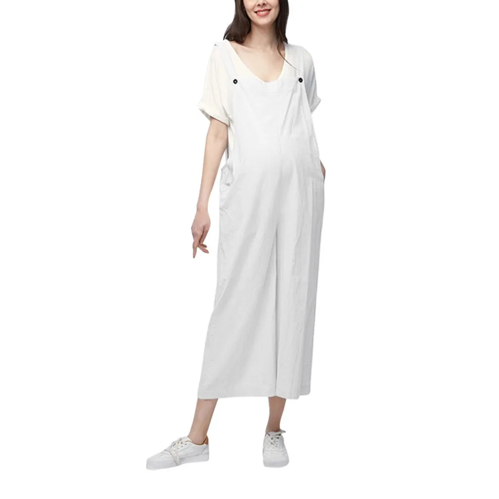 SAGACE женские брюки для беременных размера плюс хлопок на подтяжках Lange Wijde Pijpen