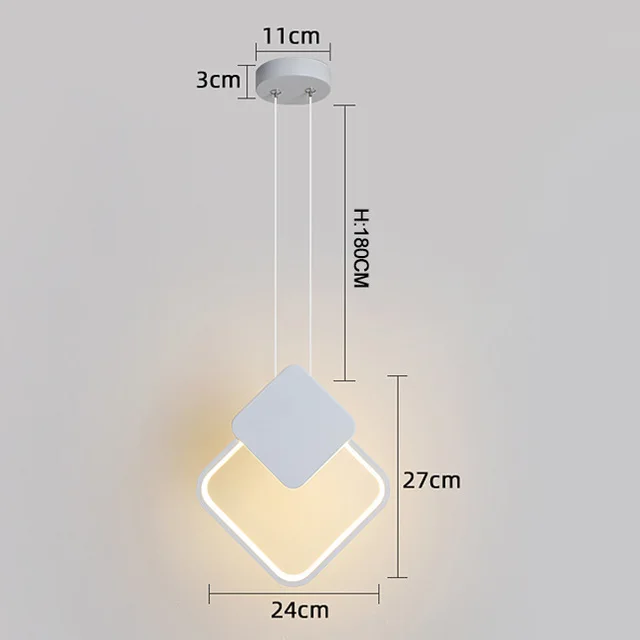 Современные светодиодные подвесные светильники для столовой, гостиной, бара, подвесной светильник suspendu, подвесной светильник для прикроватной кухни - Цвет корпуса: White Square