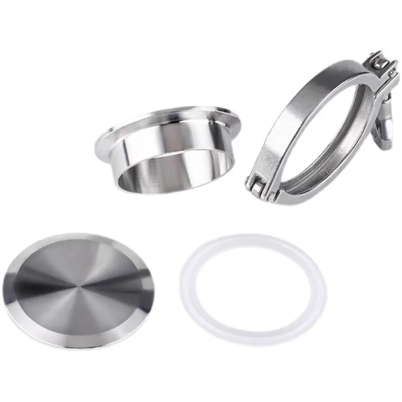 Hose Pipe Fitting Pipe Fitting Water Pipe Fitting 19mm-168mm Pipe O/D Sanitary Weld Ferrule End Cap Tri Clamp Silicon Gasket 304 Stainless Steel For Homebrew