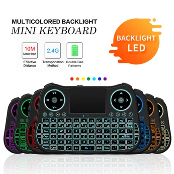 

MT08 7color backlit 2.4ghz English Russian Spanish French version Mini Wireless Keyboard Touchpad Remote Control Android TV Box