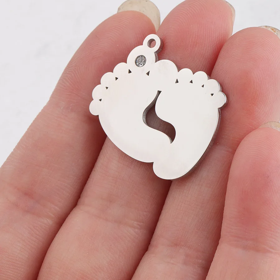 100 Stainless Steel Baby Foot Charm Pendant For Jewelry Making Feet
