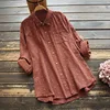 8417 New Autumn Women Blouse Japan Style Literary Print Turndown Collar Double Layer Cotton Shirt Tops Women 2