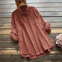 8417 New Autumn Women Blouse Japan Style Literary Print Turndown Collar Double Layer Cotton Shirt Tops Women 2