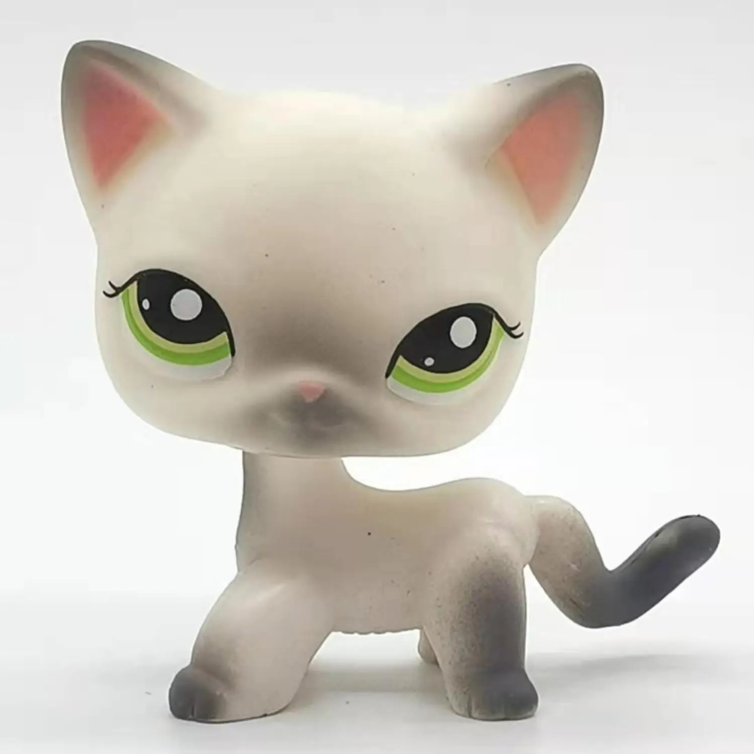 Серебристый Редкий магазин домашних животных lps игрушки стоят маленькие короткие волосы кошки розовый#2291 Серый#5 черный#994 старые оригинальные игрушки для домашних животных котенок в подарок - Цвет: Серебристый