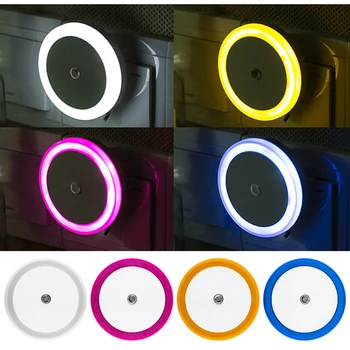 

New LED Night Light Plug-In Wall Lamp Nursery light For Bedroom Circle Shape Lighting Sensor Control
