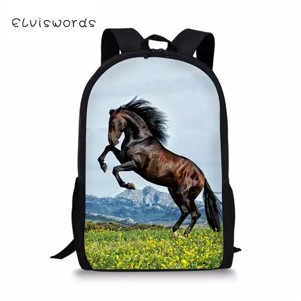CDWX3677C ELVISWORDS модный детский рюкзак с цветочным рисунком лошади, детская школьная сумка, очаровательные сумки-книжки для малышей, женский рюкзак для путешествий - Цвет: CDWX3677C