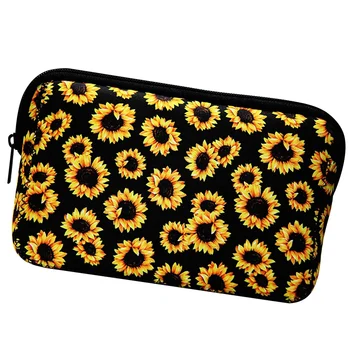 

Sunflower Floral Makeup Bag Waterproof Soft Neoprene Travel Bag Zippered Storage Pouch Printing Toiletry Bag Pencil Case Organiz