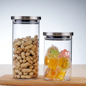 

Food Storage Lead-free Glass Jar Containers and Complements for Kitchen Bottles Sealed Cans with Lid RT99