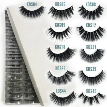 

Mikiwi 30 pairs/pack Mink Eyelashes with Tray No Box Handmade Natural False Eyelashes Full Strip Lashes Reusable