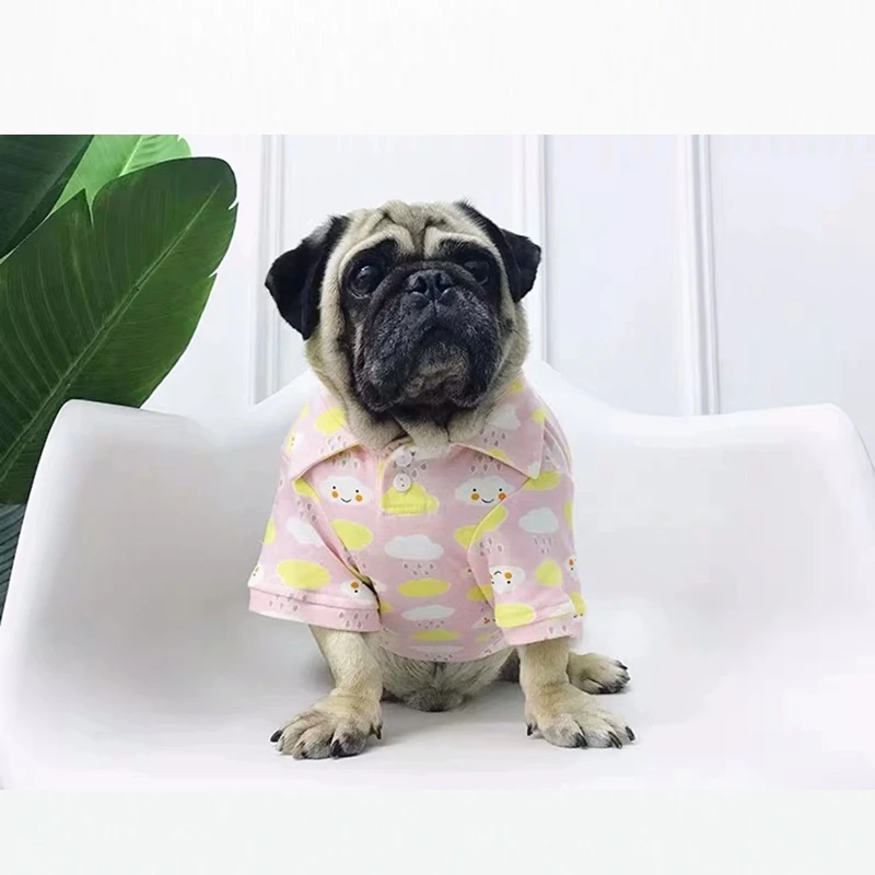 French Bulldog Cartoon Summer POLO Shirt T-shirt Vest Coat Pet Dog Clothes Small Medium Dogs Teddy Chihuahua Pug Sweater KLC16
