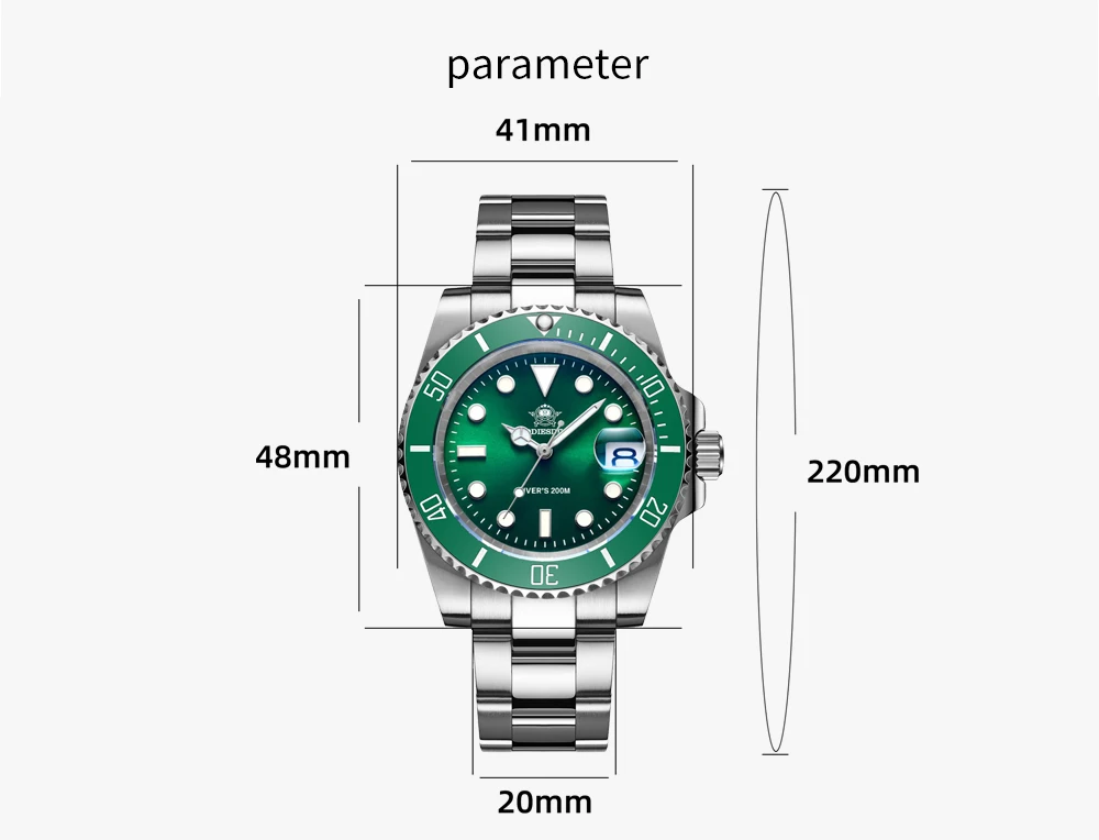 2020 New Fashion Watch Stainless Steel Diver Watch 200M C3Super luminous Sport luxury stainless steel watch Quartz Men's Watch