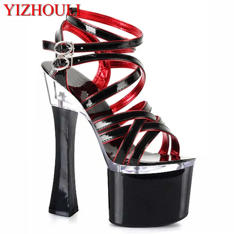 Big Size Ankle Strap 18CM Thick High Heel Platforms Pole Dance Shoes Star / Model Sandals Party /Wedding 3 Colours | Спорт и