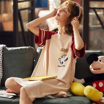 

Hot sale cotton nightdress women's nightdress cartoon ladiesNightdress sexy girl nightdress plus size home service nightdress