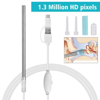 

Ear Endoscope 3 in 1 Ear Cleaning Tool HD Visual Ear Spoon Multifunctional Earpick 5.5mm Mini Camera Android PC Ear Otoscope