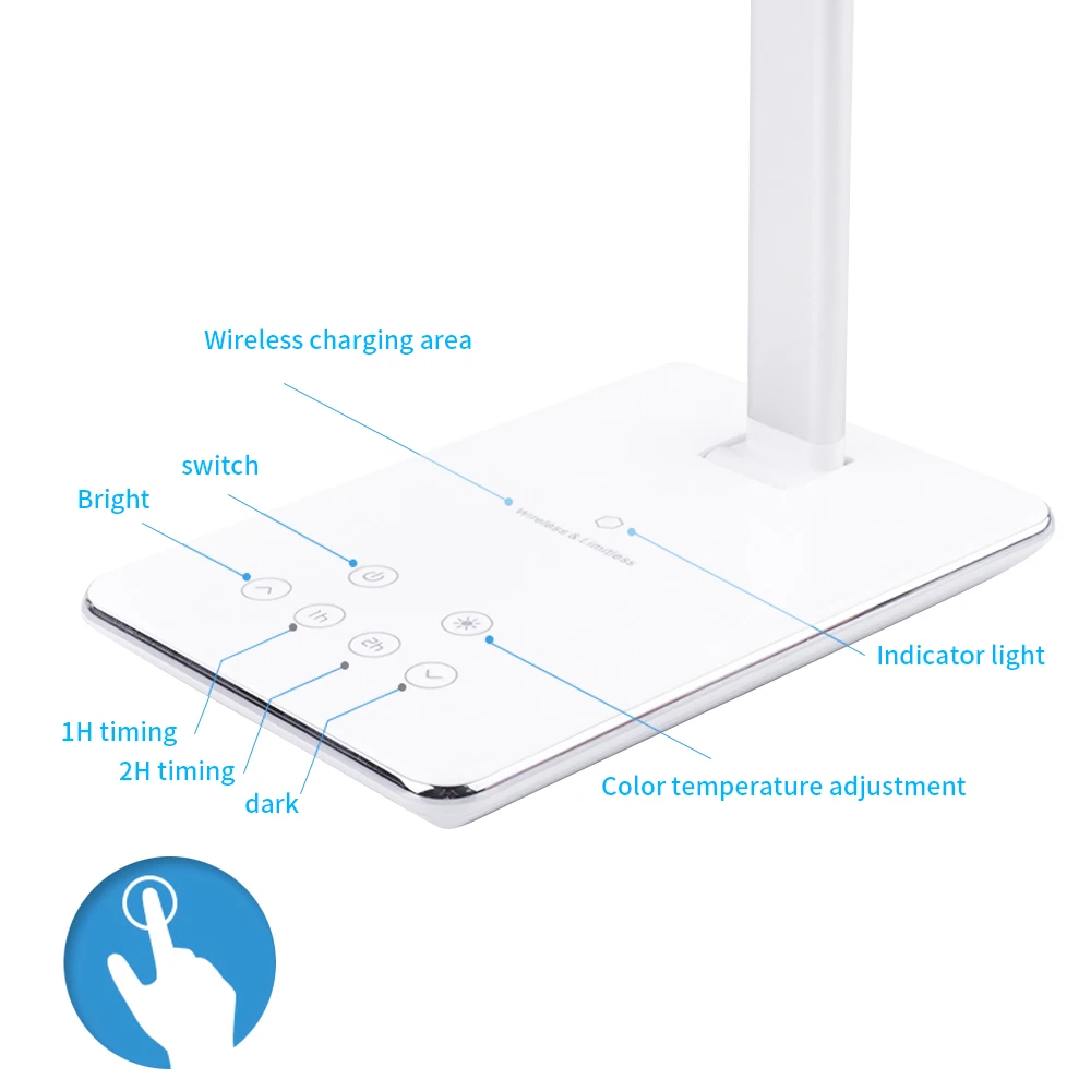  2 In 1 LED Table Desk Lamp QI Wireless Charging Creative Eye Protection Multi-Function Reading Ligh