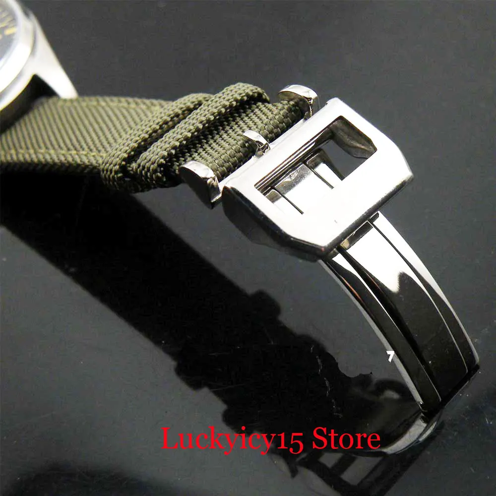 PARNIS 47mm Black Dial Week Date Indicator Men Wristwatch Hollow Self Winding Watch