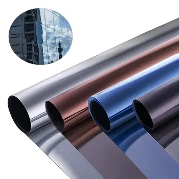 

200*45CM Static Clings Self-adhesive Window Film One Way Mirror Sticker Non-glue Insulation UV Rejection Privacy Glass Cover