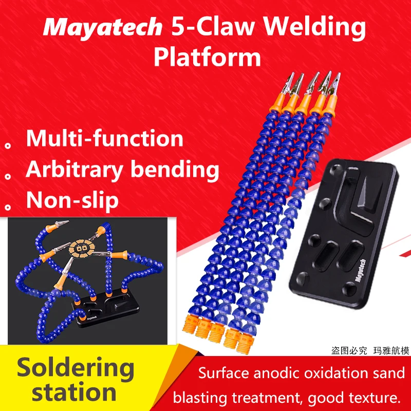 

Mayatech Helping Hands Third Hand Soldering Tool 5 Flexible Arms Five Arm Soldering Station With Swiveling Alligator Clip