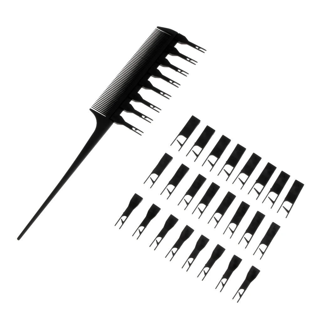 Salon Professional Weaver Highlighting Foiling Hair Comb Coloring Dye Brush with Different Size Replacement Hooks Set