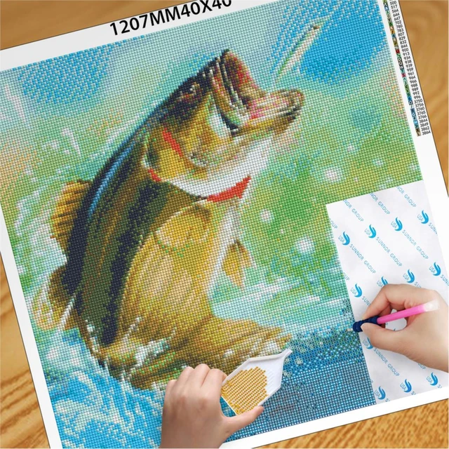 5d Diy Diamond Painting Full Drill Fish  Diamond Painting Cross Stitch Fishing  - Diamond Painting Cross Stitch - Aliexpress