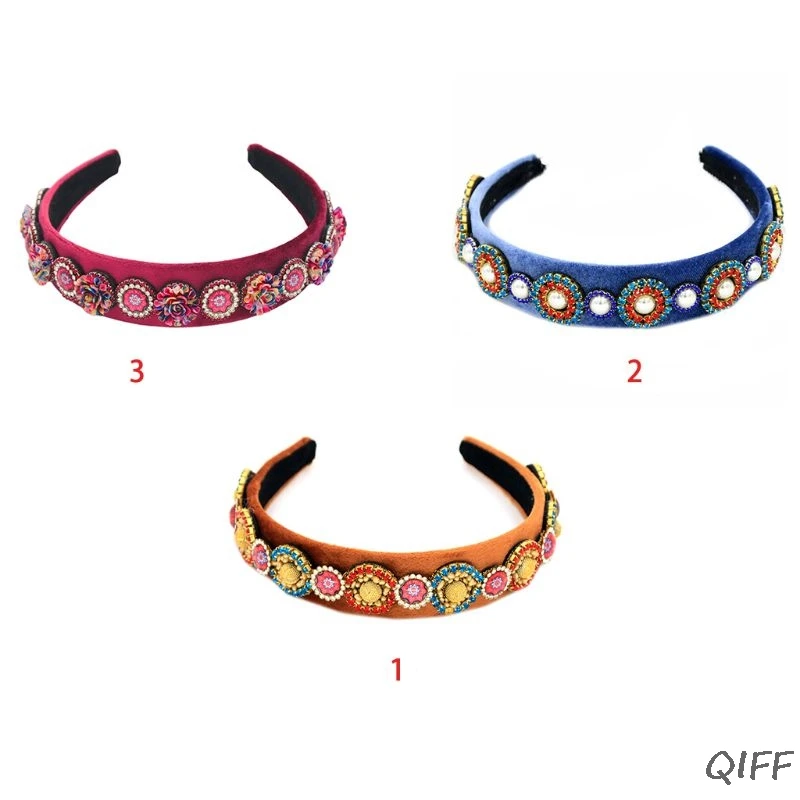 Женская повязка на голову ручной работы из стекла радужные стразы бандана из искусственной замши