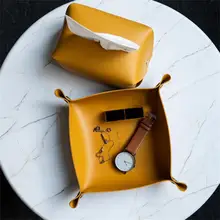 

Nordic Ins Leather Storage Box Desktop Storage Tray Table Decorate Cosmetics Jewelry Sundries Display Bedroom Desk Organizer