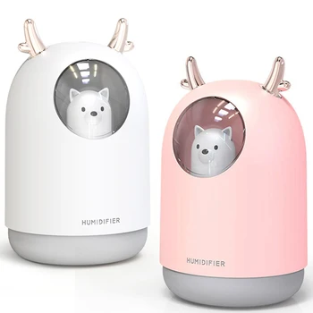 

Mini USB Humidifier 300ml 5V Ultrasonic Air Humidifier 300ml Cute Pet Air Oil Aroma Diffuser 7 Colors LED Lamp Humidification
