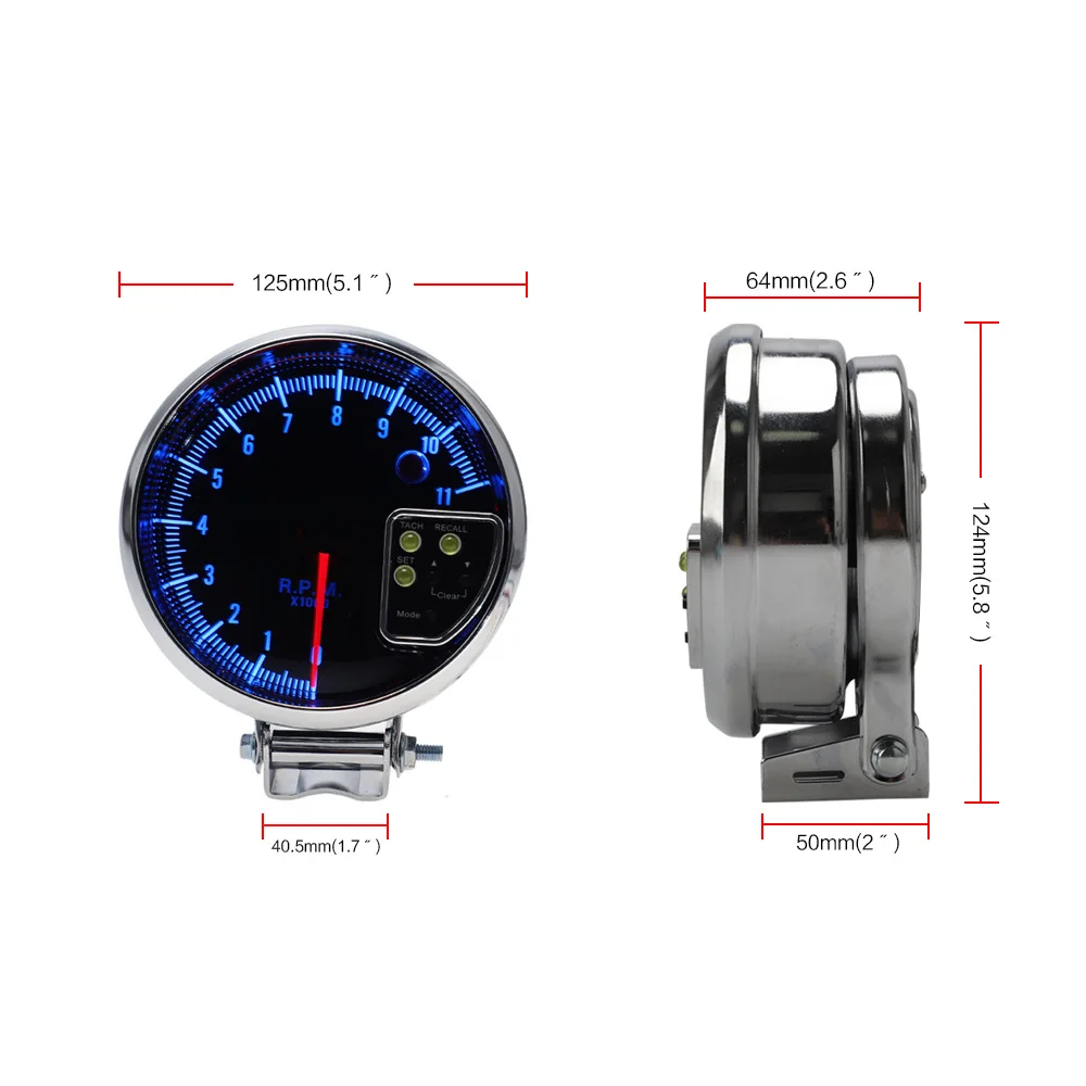12V Car Modified Speedometer 5-Inch(127) Universal Blueray Digital Hands Speedometer