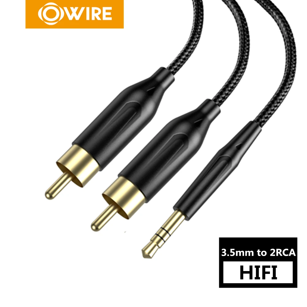 

OWIRE RCA 3.5mm Jack Cable 2 RCA Male to 3.5 mm Male Audio Cable 0.5M-5M Aux Cable for Edifer Home Theater DVD Headphone PC
