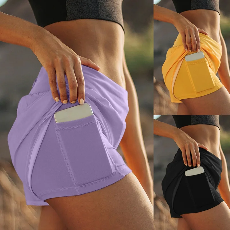 

Women Yoga Shorts High Waist Pants Quick Dry Anti-Glare Workout Sports Fitness Jogger Running