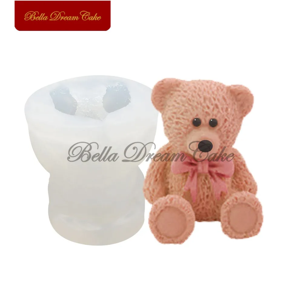 3d brinquedo bowknot urso molde de silicone fondant bolo borda moldes molde de chocolate ferramentas de decoração do bolo de cozinha acessórios de cozimento