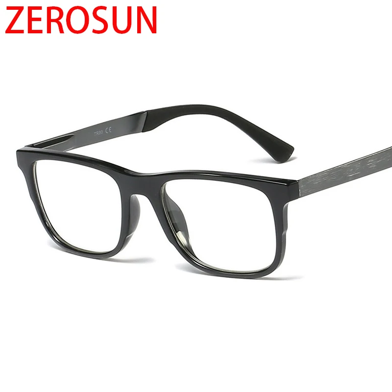 Zerosun Tr90, оправа для очков, Мужские квадратные брендовые оправы для очков, оправы для мужчин, очки по рецепту, очки для близорукости, чехол для оптических линз