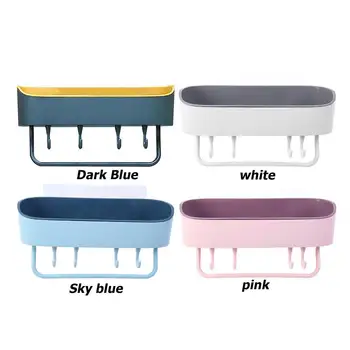 

Bathroom Shampoo Storage Rack Toilet Wall Hanging Holder For Toothbrush Toothpaste Organizer Adhesive Bathroom Shelf