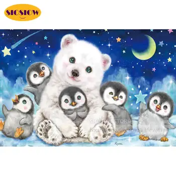 

5D Diamond Painting Polar Full Round Cartoon Lovely Bear Penguin Diamond Mosaic Embroidery Cross Stitch Home Decor Children Gift