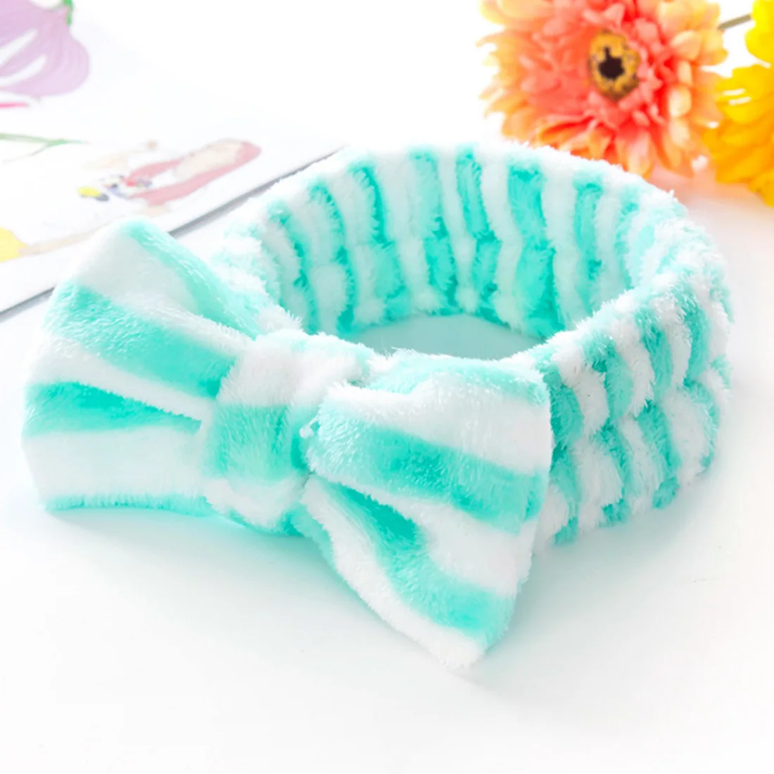 Striped 3 Новое поступление, бантик в горошек, мягкое полотенце, повязка для головы, повязка на голову, банное спа, макияж, женские коралловые бархатные обручи для волос - Цвет: Striped 3