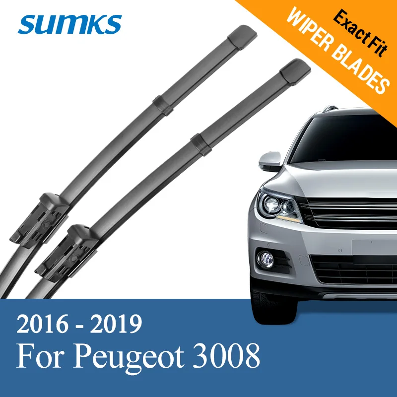 

SUMKS Wiper Blades for Peugeot 3008 28"& 16" Fit slim push button Arms 2016 2017 2018 2019