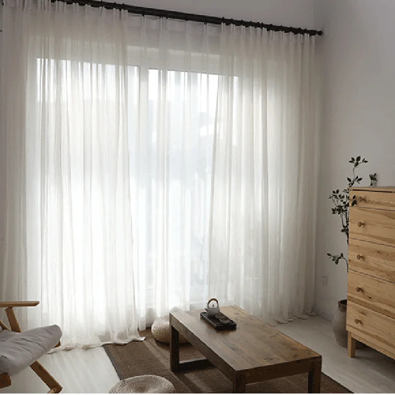 

White Curtains Light Transmission For Living Room Home Accessorizes Japanese Voile Curtain For Bedroom Cortina Tende Per Soggior