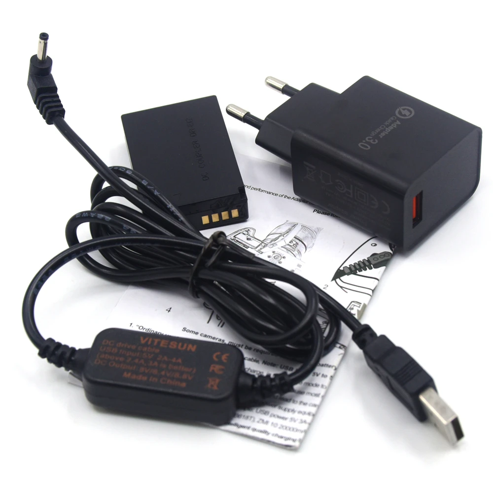 ACK E12 внешний аккумулятор USB кабель 8 в + DR DC муфта LP батарея 5 В 3A зарядное