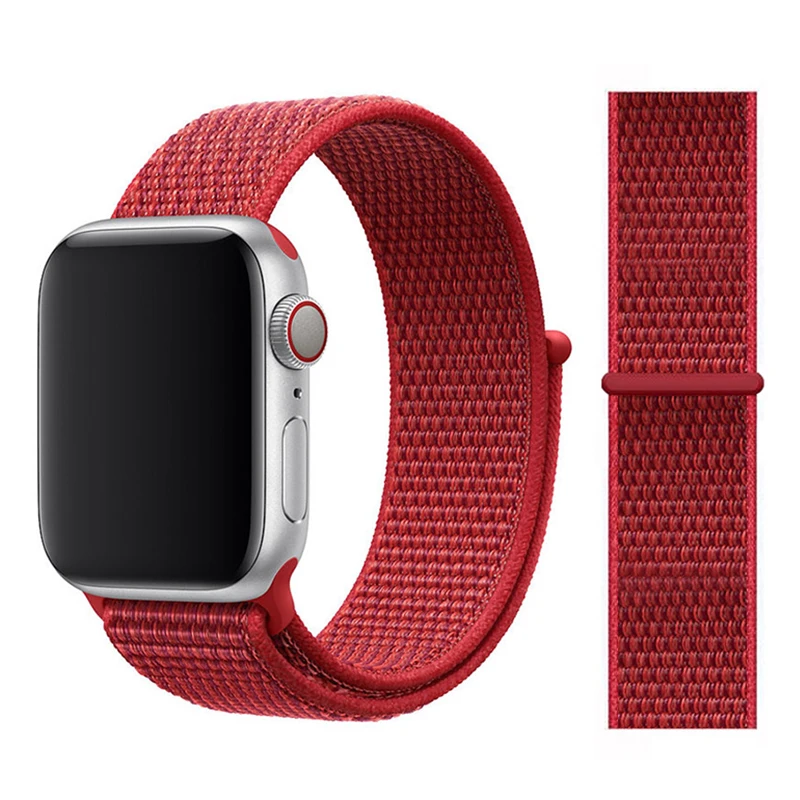 Lbiaodai Sport Loop ремешок Для Apple Watch band Apple watch 4 3 correa iwatch band 42мм 38мм 44мм 40мм браслет на руку Плетеный нейлон - Цвет ремешка: chinese red