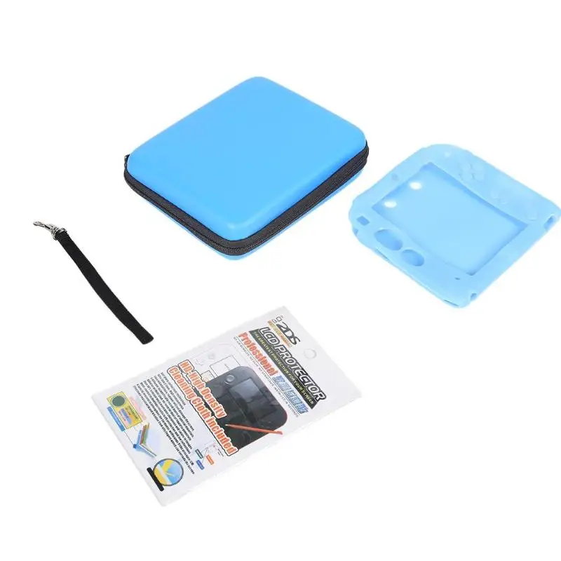 3/4 in 1 EVA Hard Bag Crystal Case Card Box Film Data Cable for Nintend NEW 3DSXL/2DSXL/LL/2DS Gaming Accessories - Цвет: 3in1 Blue for 2DS